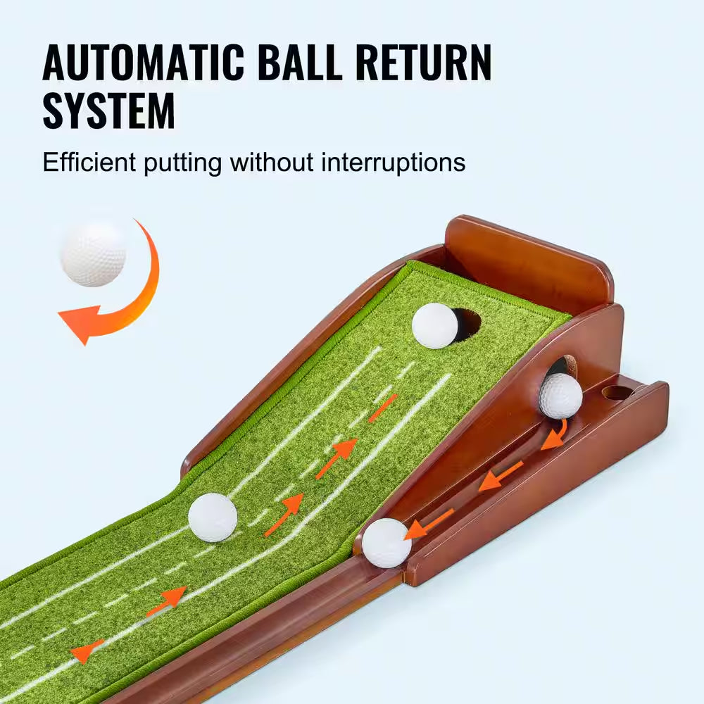 Indoor Golf Putting Mat with Auto-Ball - Wrinkle-Free Training Aid for Enhanced Putting Practice
