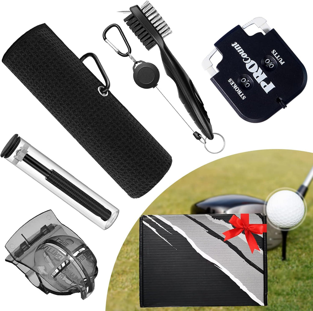 Ultimate Golf Essentials Kit: Towel, Cleaner, Brush, Sharpener, Marker & Score Counter
