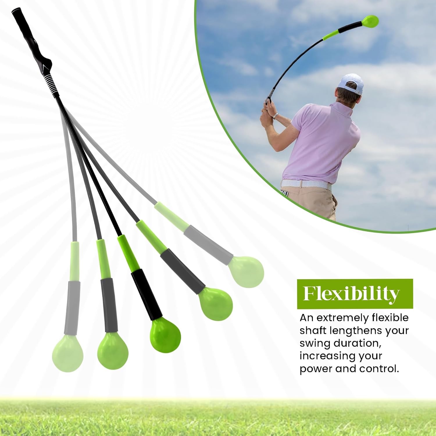 Weighted Golf Whip Swing Trainer – 1.5 Lb Golf Speed Training Aid for Strength, Tempo, and Flexibility – Golf Swing Trainer Aid for Right-Handed Golfers – Indoor & Outdoor Flex Trainer Golf Tool