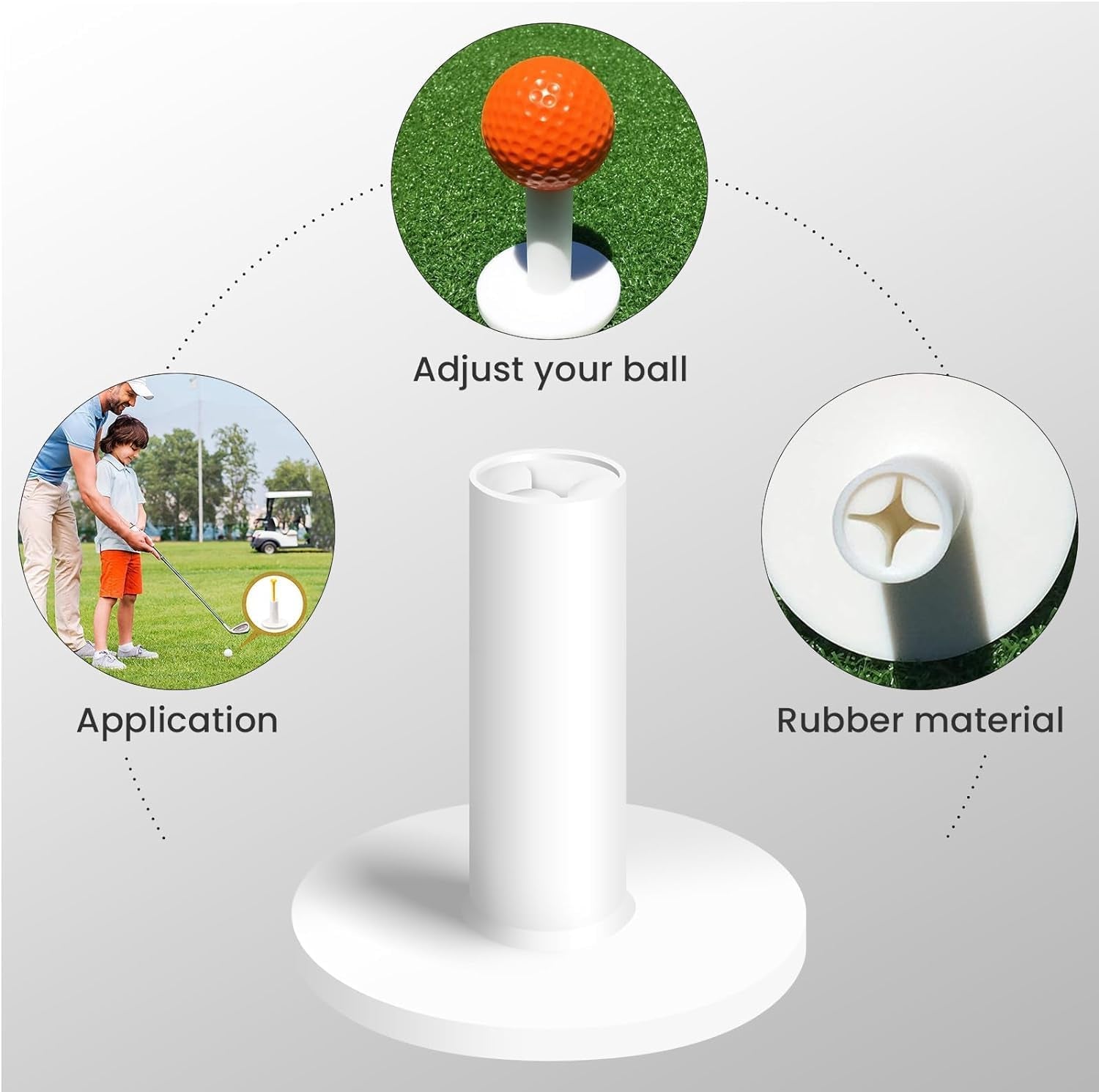 Premium Golf Rubber Tees Value Pack - 6 Durable Tees (3 1/4 Inch) + 6 Versatile Plastic Tees (1.5" to 3.13") for Stable Driving Range Practice on Mats & Turf