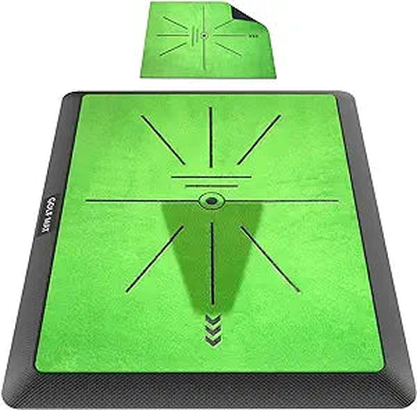 Golf Training Mat with Swing Path Feedback | Replaceable 16" x 12" Hitting Mat | Durable Rubber Backing for Home, Indoor, and Outdoor Use