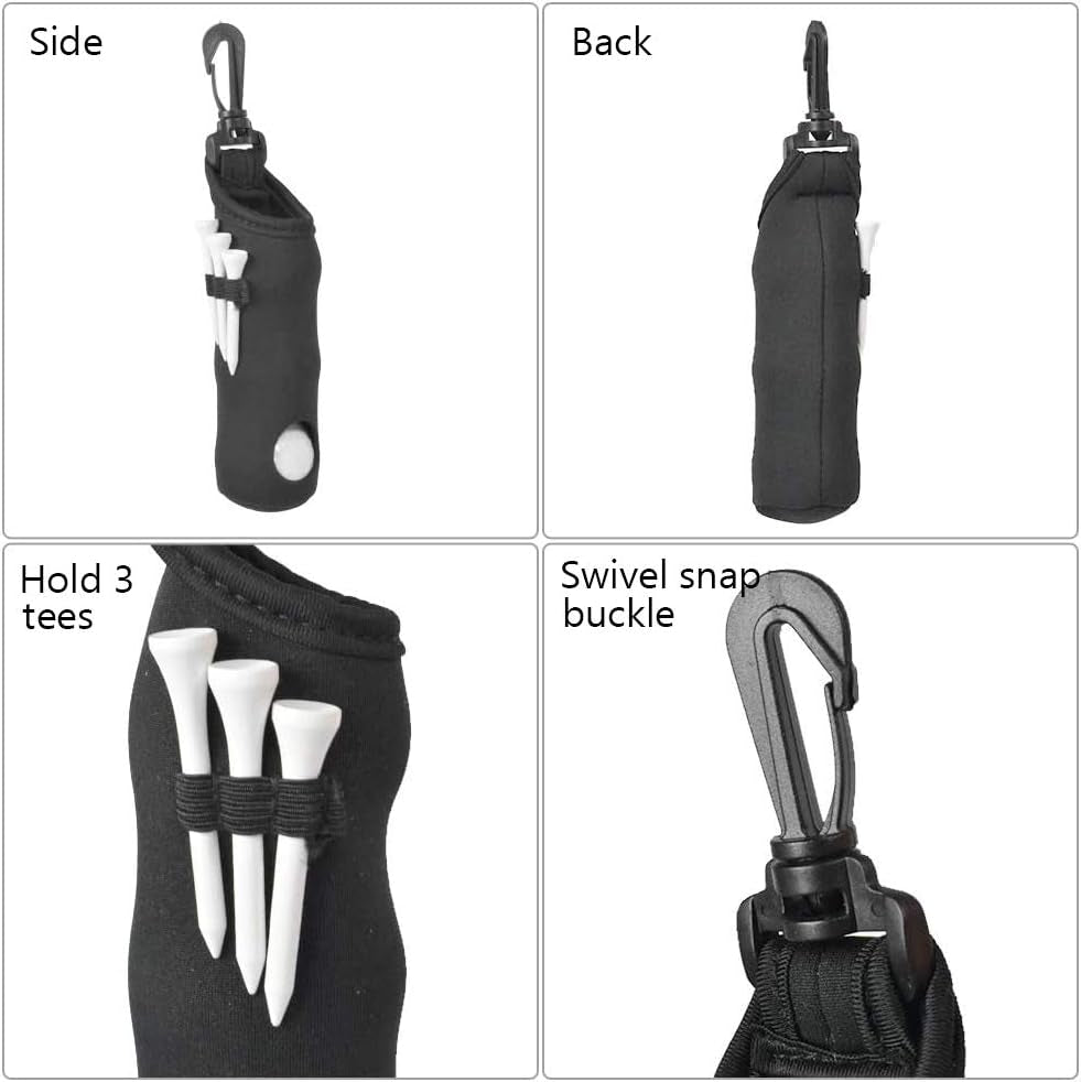 Dual Pack Golf Ball Carry Bag with Tee Holder - Lightweight Portable Storage for 3 Golf Balls and 3 Tees