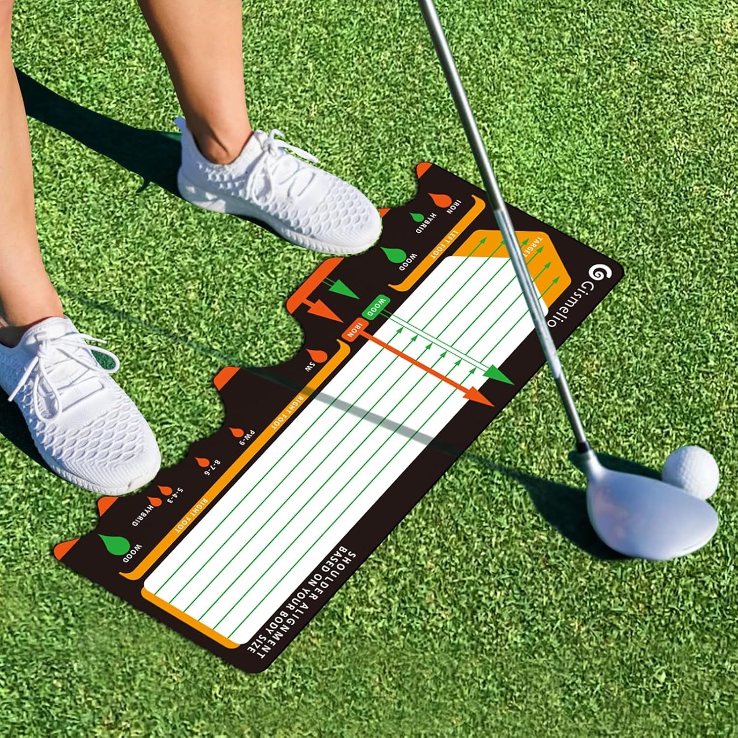Beginner's Golf Training Mat - Posture and Stance Corrector with Built-In Training Aid