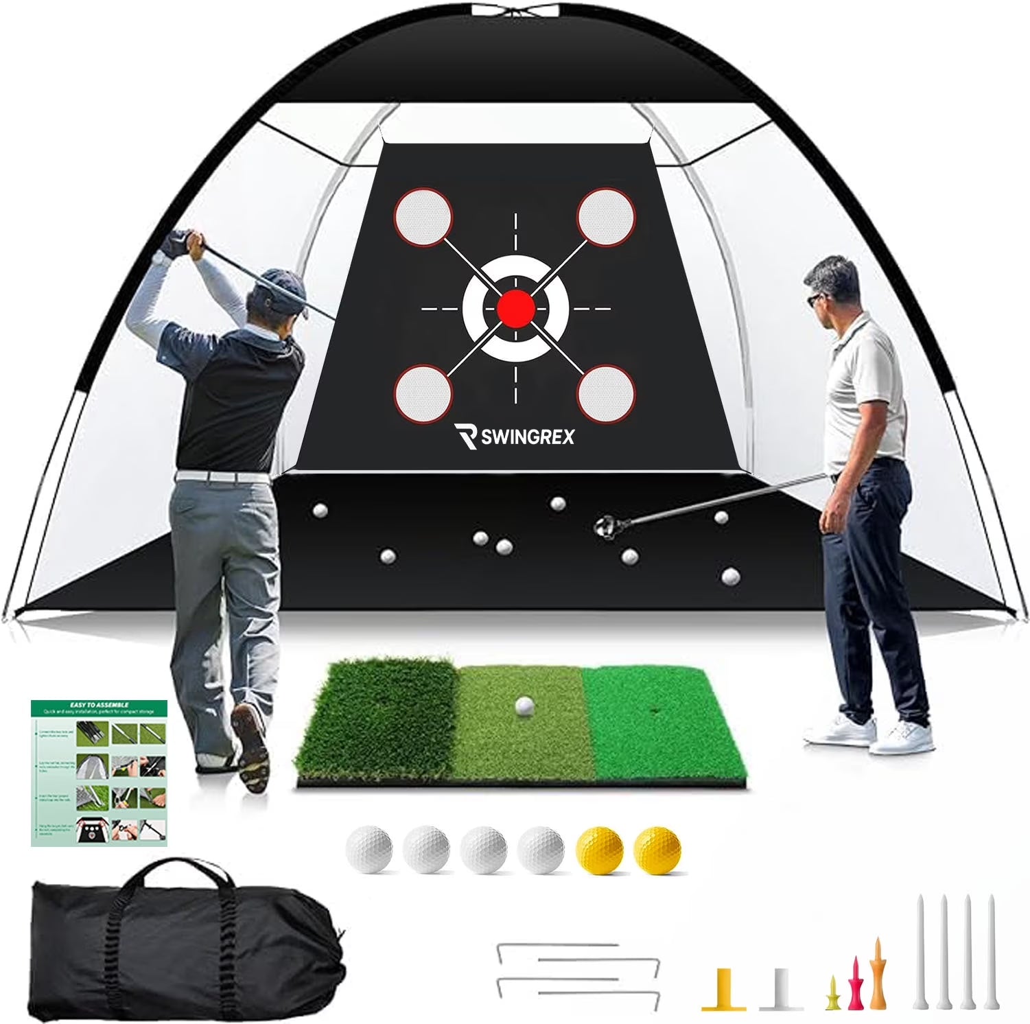 10x7 Ft Golf Practice Net with Mat and Target for Backyard Driving and Chipping Training