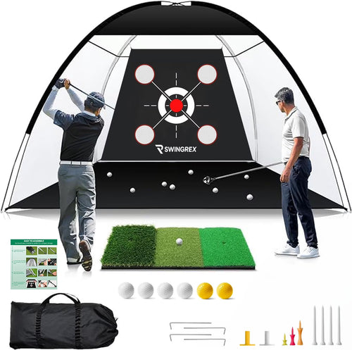 10x7 Ft Golf Practice Net with Mat and Target for Backyard Driving and Chipping Training