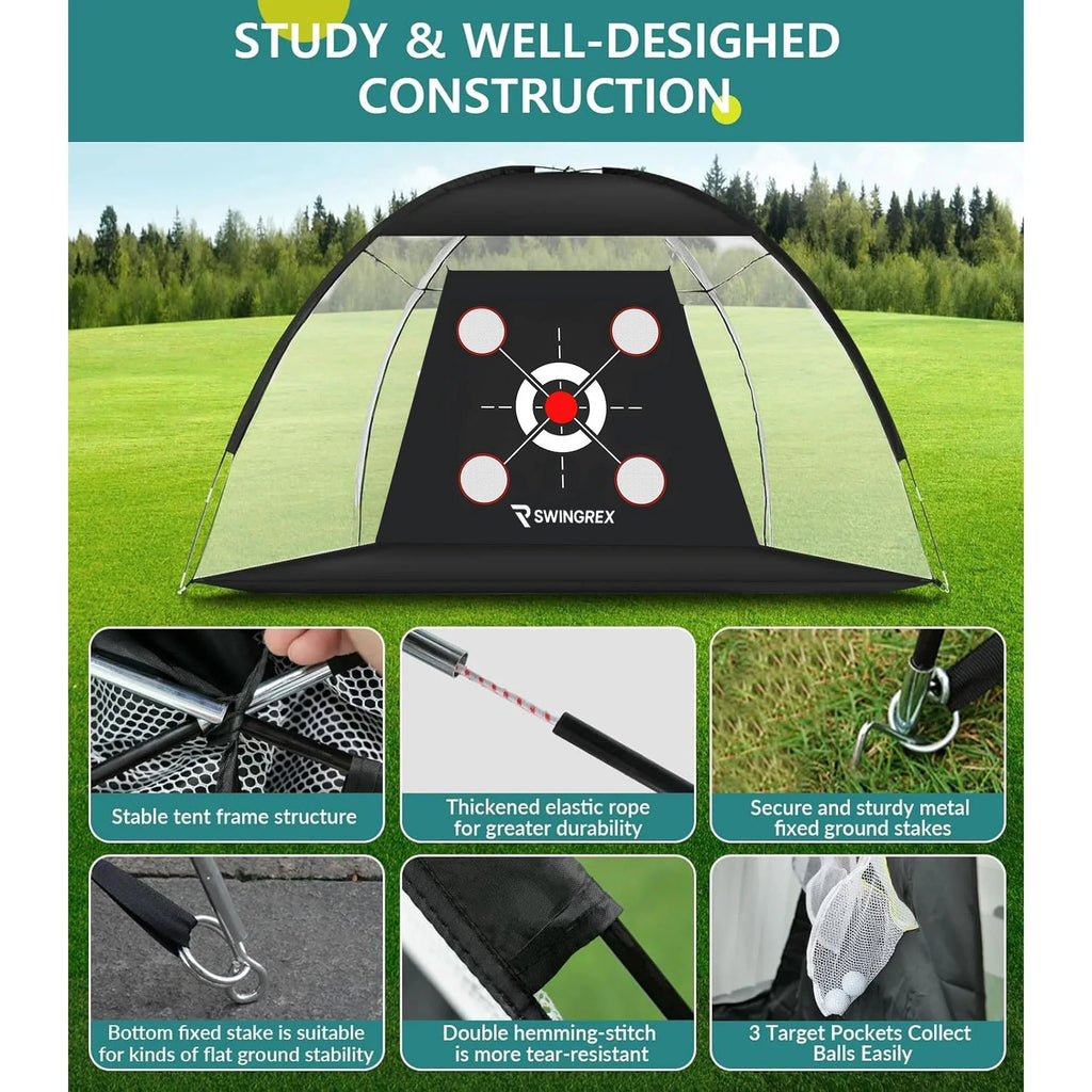 10x7 Ft Golf Practice Net with Mat and Target for Backyard Driving and Chipping Training