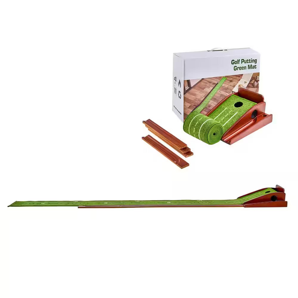 Indoor Golf Putting Mat with Auto-Ball - Wrinkle-Free Training Aid for Enhanced Putting Practice