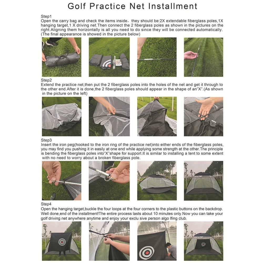 Professional Golf Practice Net with Mat - 9.8 x 7.8 Ft All-in-One Home Training Aid for Driving, Chipping, and Swing Improvement