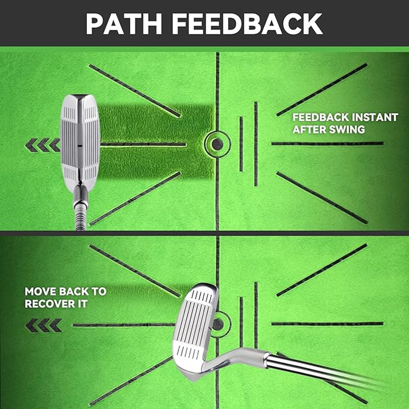 Golf Training Mat with Swing Path Feedback | Replaceable 16" x 12" Hitting Mat | Durable Rubber Backing for Home, Indoor, and Outdoor Use