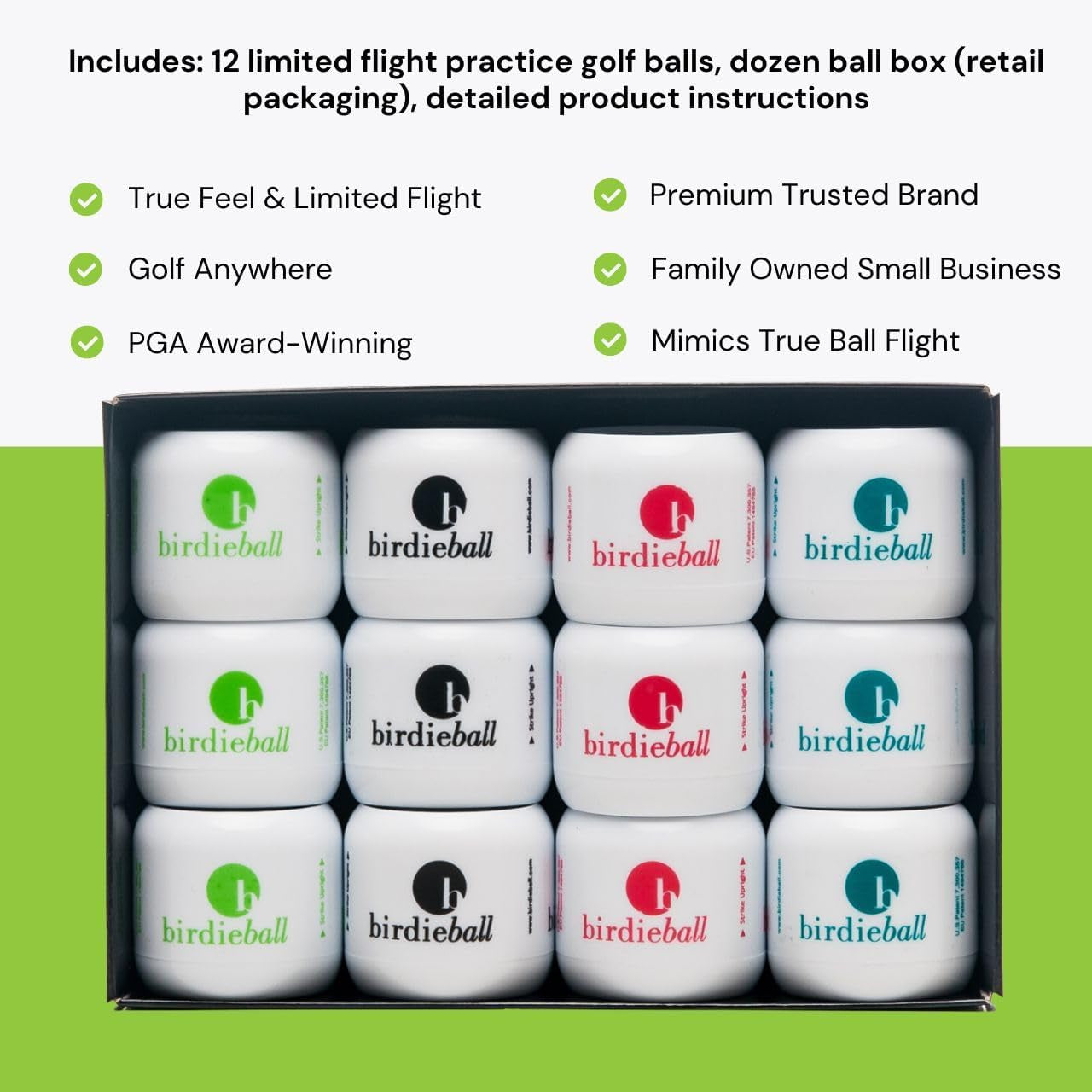 Practice Golf Balls (12 Pack) – the Original Premium Limited Flight Practice Ball, Patented Realistic True Spin & Feel, Practice Full Swings in 40 Yards, Home/Indoor/Backyard Training