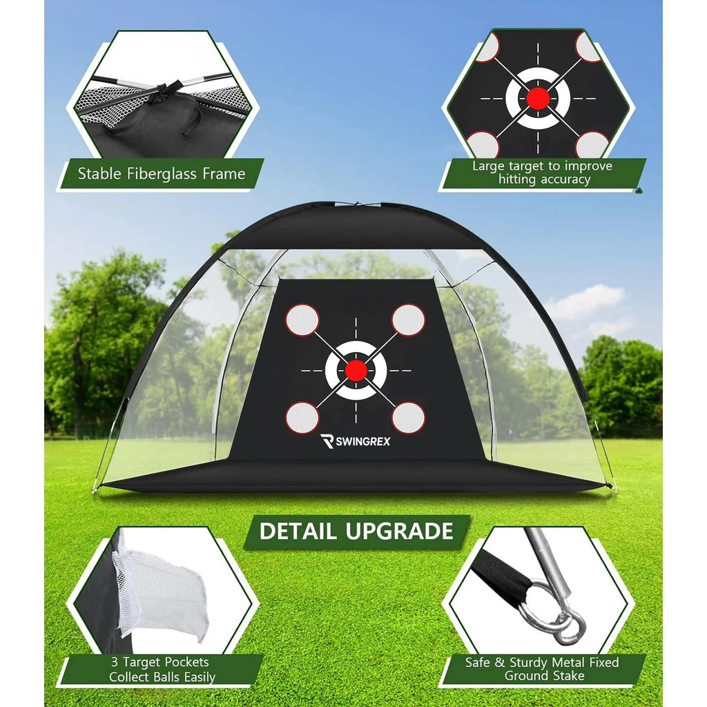 10x7 Ft Golf Practice Net with Mat and Target for Backyard Driving and Chipping Training