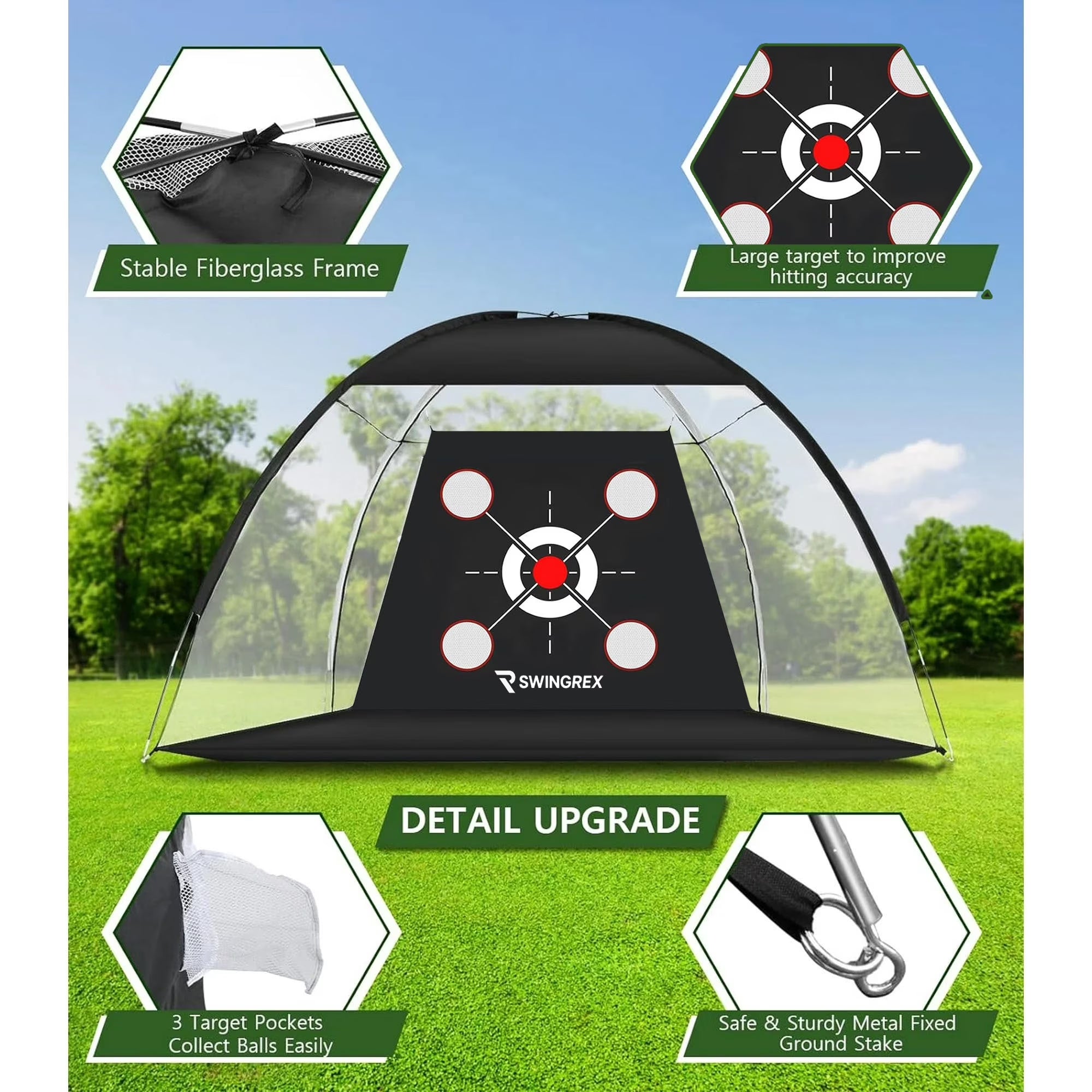 10x7 Ft Golf Practice Net with Mat and Target for Backyard Driving and Chipping Training