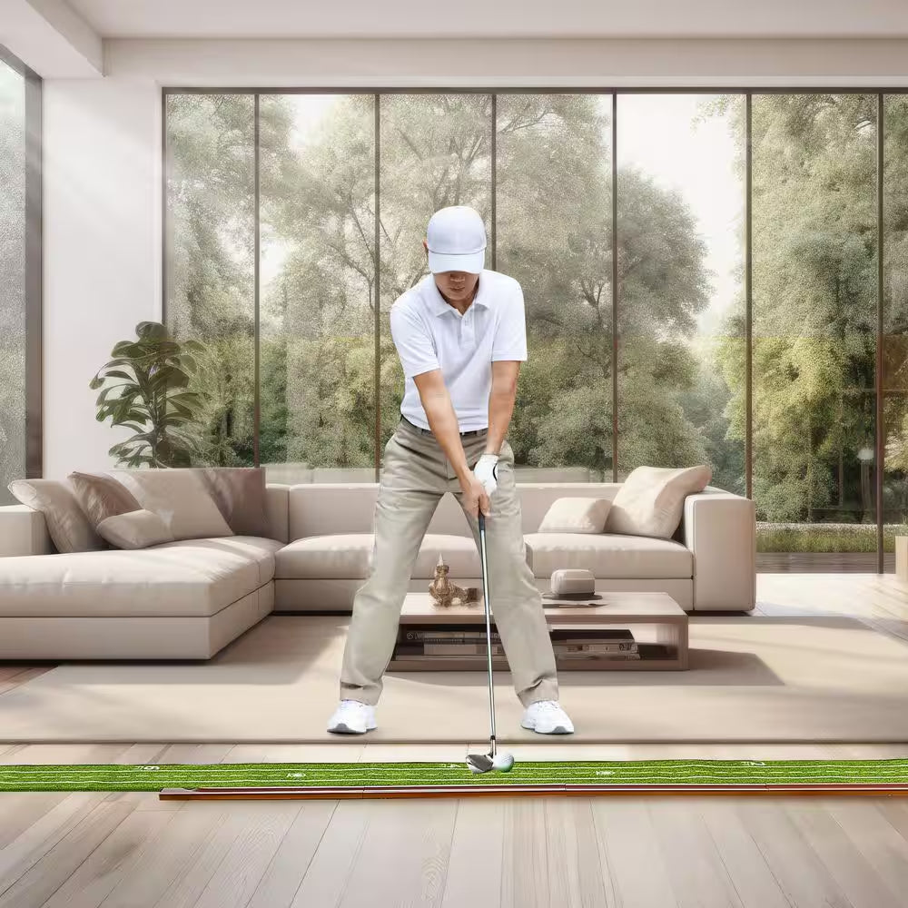 Indoor Golf Putting Mat with Auto-Ball - Wrinkle-Free Training Aid for Enhanced Putting Practice