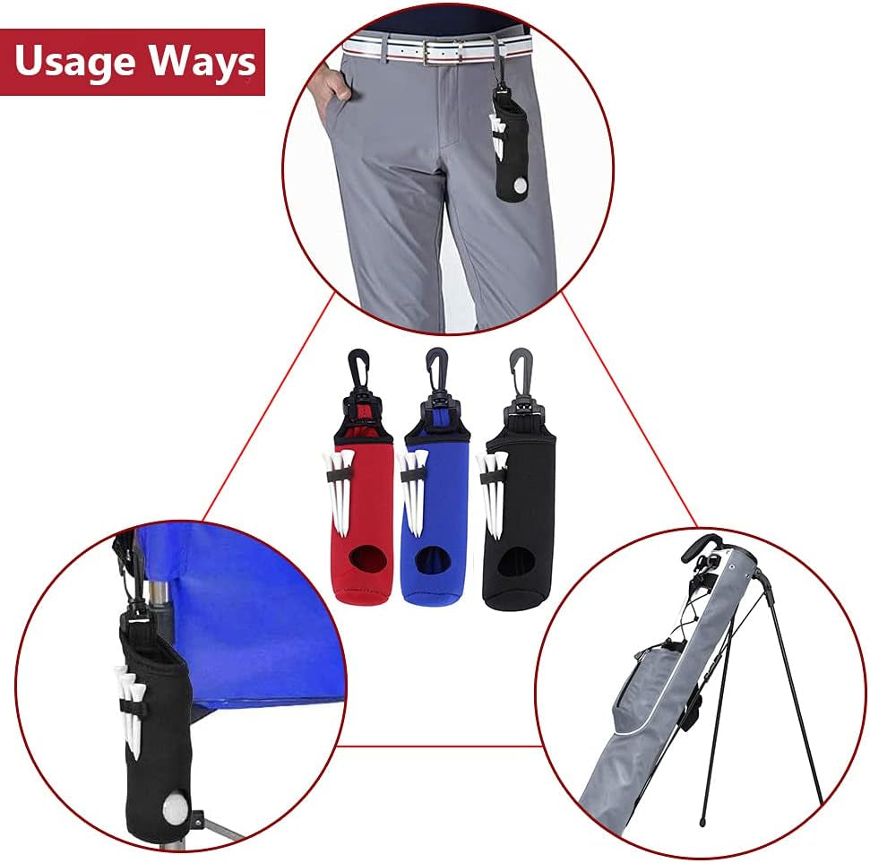 Dual Pack Golf Ball Carry Bag with Tee Holder - Lightweight Portable Storage for 3 Golf Balls and 3 Tees