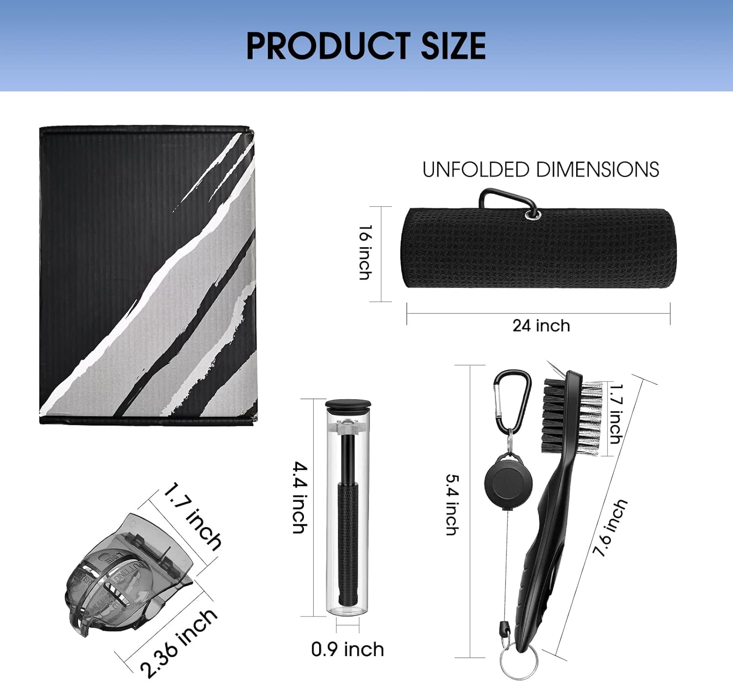 Ultimate Golf Essentials Kit: Towel, Cleaner, Brush, Sharpener, Marker & Score Counter