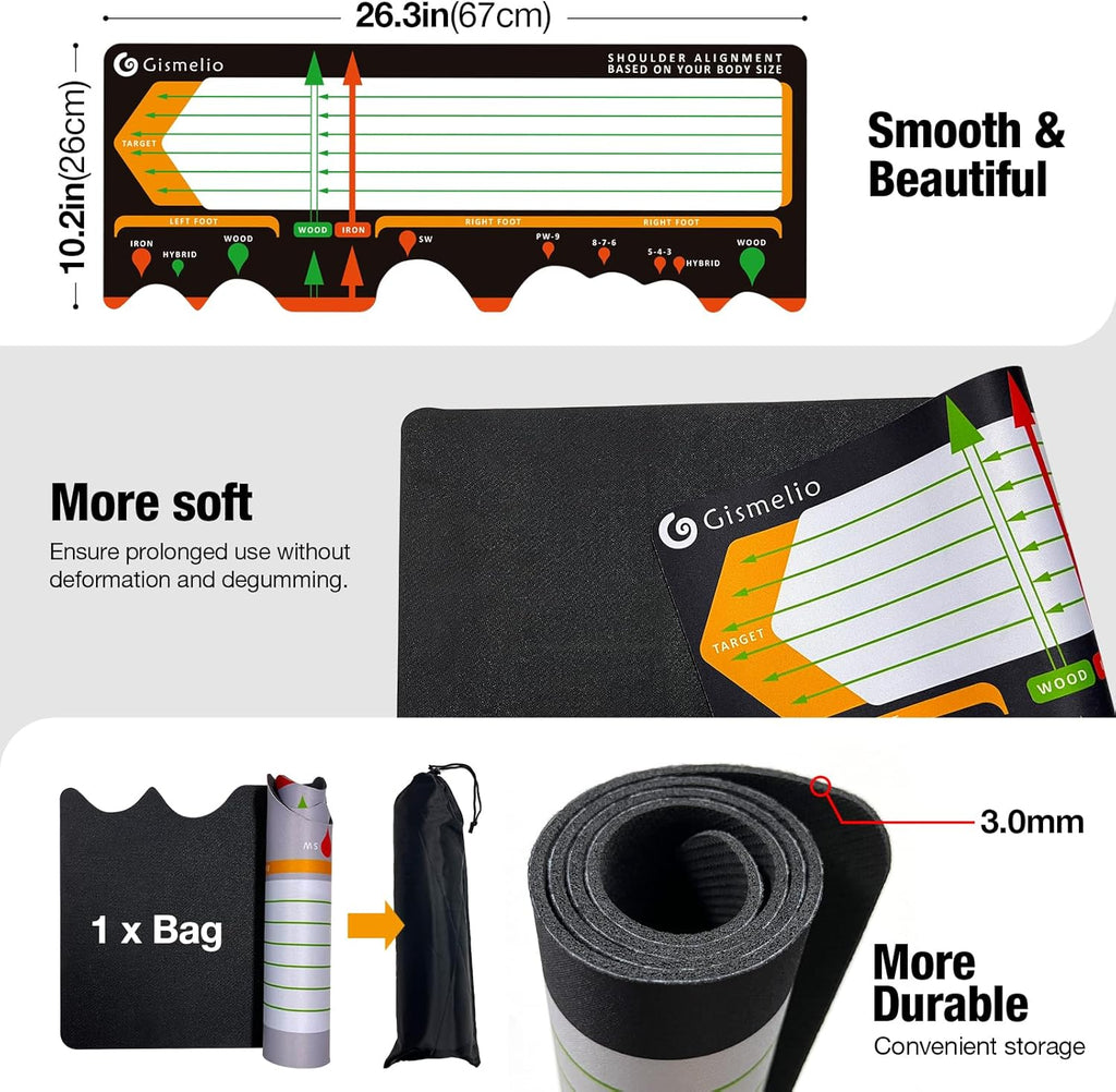 Beginner's Golf Training Mat - Posture and Stance Corrector with Built-In Training Aid