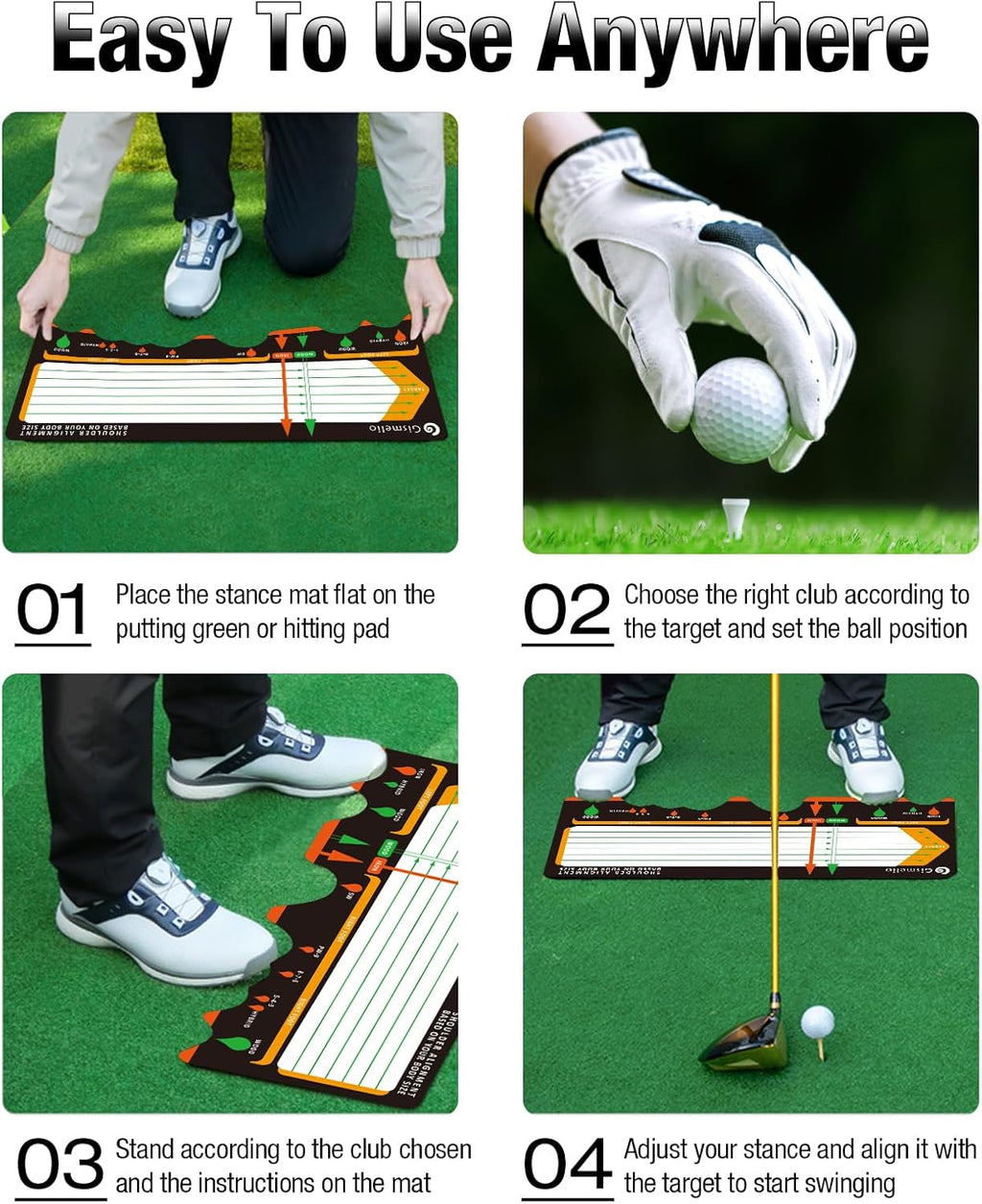 Beginner's Golf Training Mat - Posture and Stance Corrector with Built-In Training Aid