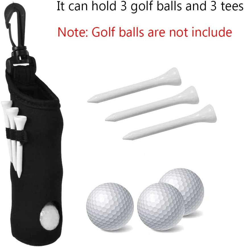 Dual Pack Golf Ball Carry Bag with Tee Holder - Lightweight Portable Storage for 3 Golf Balls and 3 Tees