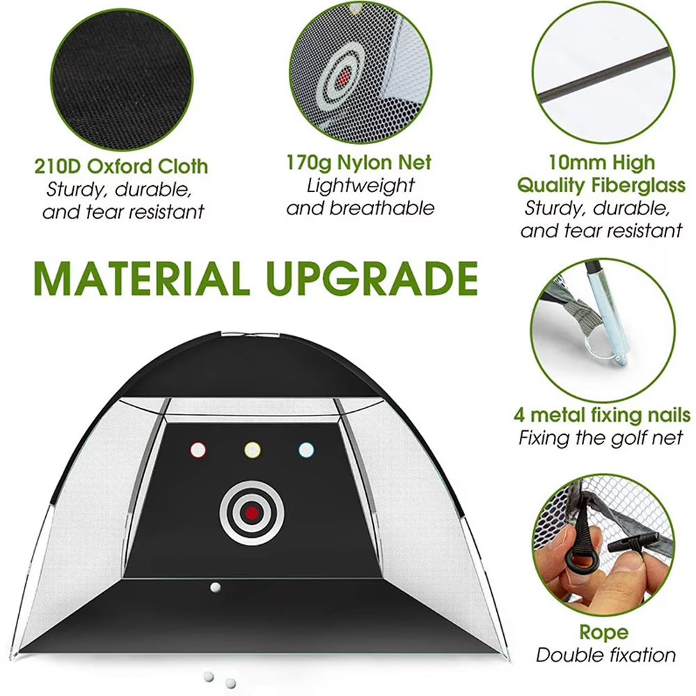 Professional Golf Practice Net with Mat - 9.8 x 7.8 Ft All-in-One Home Training Aid for Driving, Chipping, and Swing Improvement