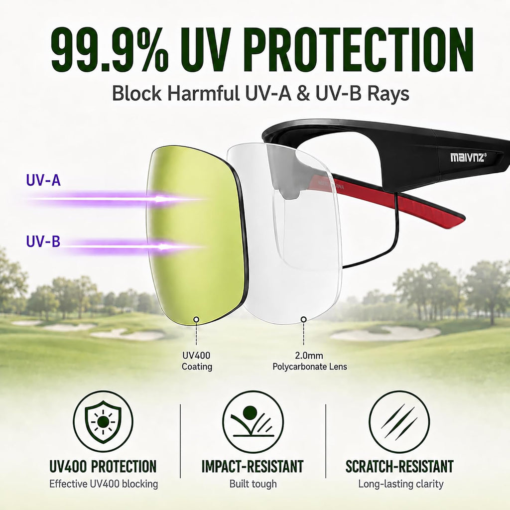 HD Lightweight Golf Sunglasses for Men Women, Golf Ball Finder Glasses, UV400 Eyewear & Golf Gifts for Golfers