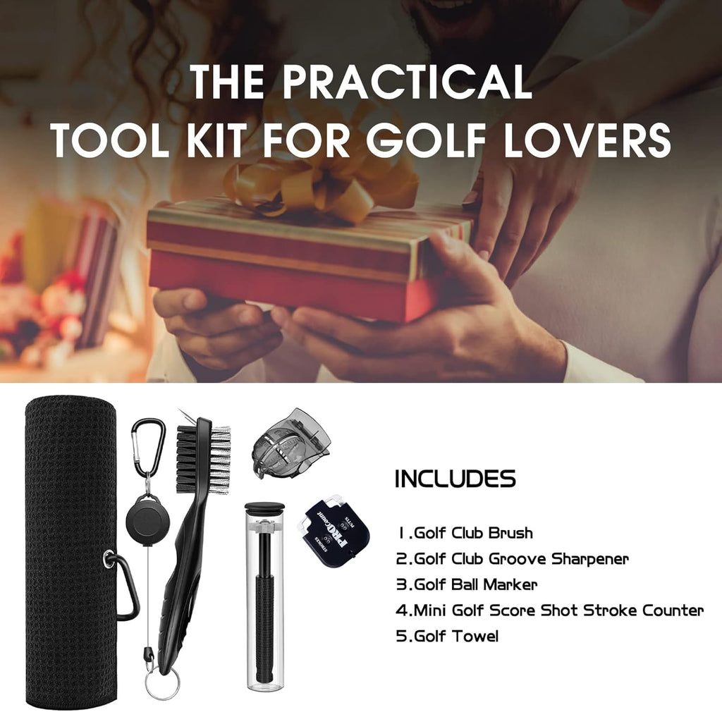 Ultimate Golf Essentials Kit: Towel, Cleaner, Brush, Sharpener, Marker & Score Counter