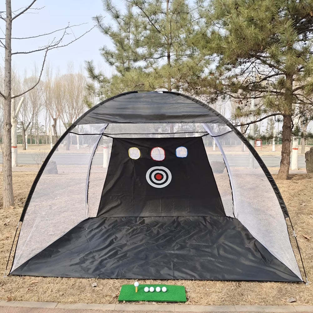 Professional Golf Practice Net with Mat - 9.8 x 7.8 Ft All-in-One Home Training Aid for Driving, Chipping, and Swing Improvement