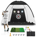 Professional Golf Practice Net with Mat - 9.8 x 7.8 Ft All-in-One Home Training Aid for Driving, Chipping, and Swing Improvement